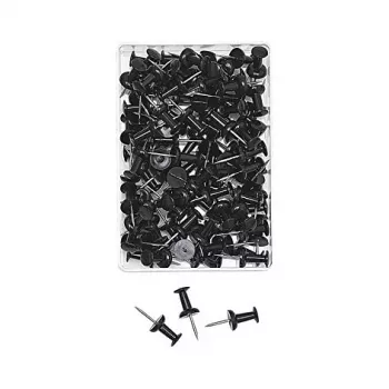 WEDO 54 201 puntine nere, 100 pz., spessore ago 12 mm, diametro testa 10 mm, scatola in plastica trasparente