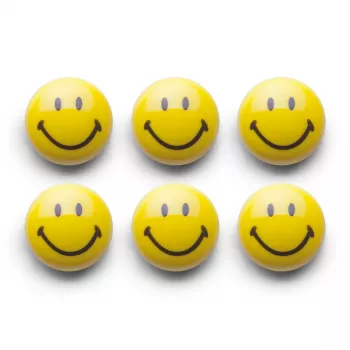 Zeller Smiley set di calamite 6 pezzi 3 cm giallo 11204