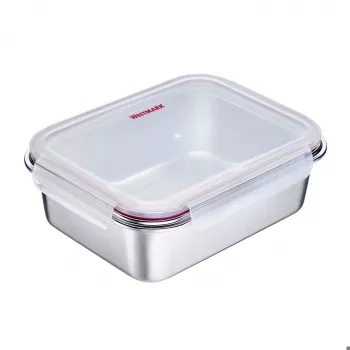 Westmark contenitore per alimenti Click & Close 2,25 L rettangolare coperchio argento trasparente SAN ermetico antigoccia senza BPA 23692270