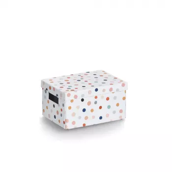 Zeller scatola contenitore Dots bianca con pois 18,0 cm x 25,0 cm 14474