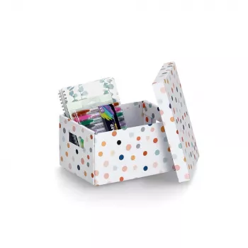 Zeller scatola contenitore Dots bianca con pois 18,0 cm x 25,0 cm 14474