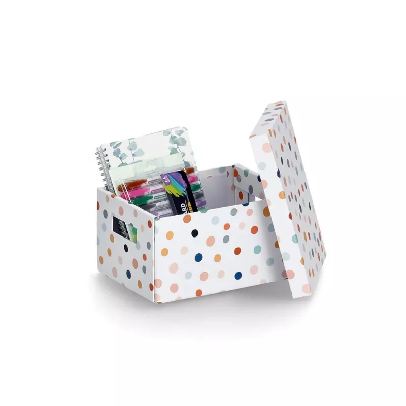 Zeller scatola contenitore Dots bianca con pois 18,0 cm x 25,0 cm 14474