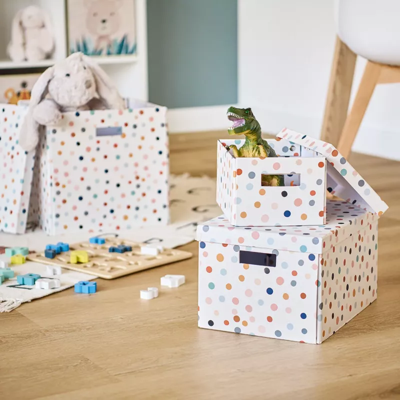 Zeller scatola contenitore Dots bianca con pois 18,0 cm x 25,0 cm 14474