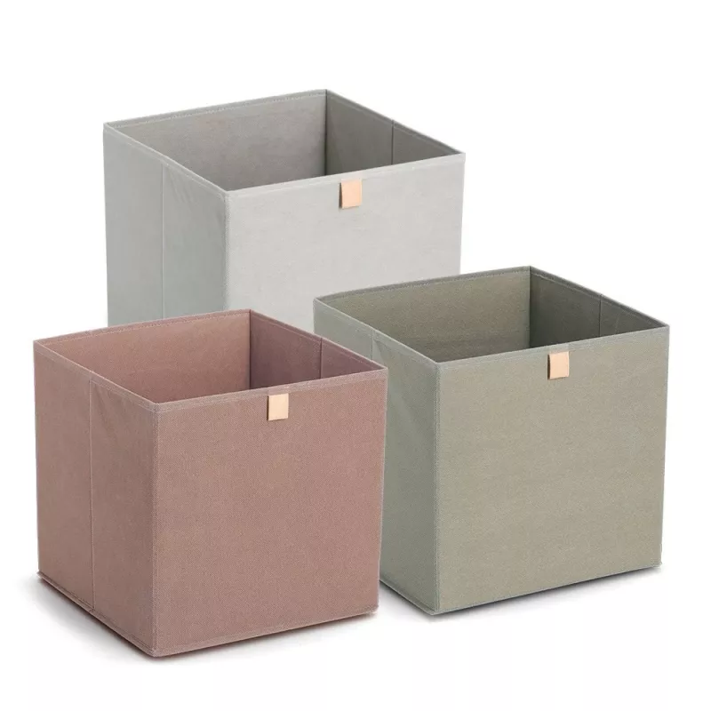 Zeller scatola contenitore in tessuto khaki 32x32x32 cm cubo organizer pieghevole 14540