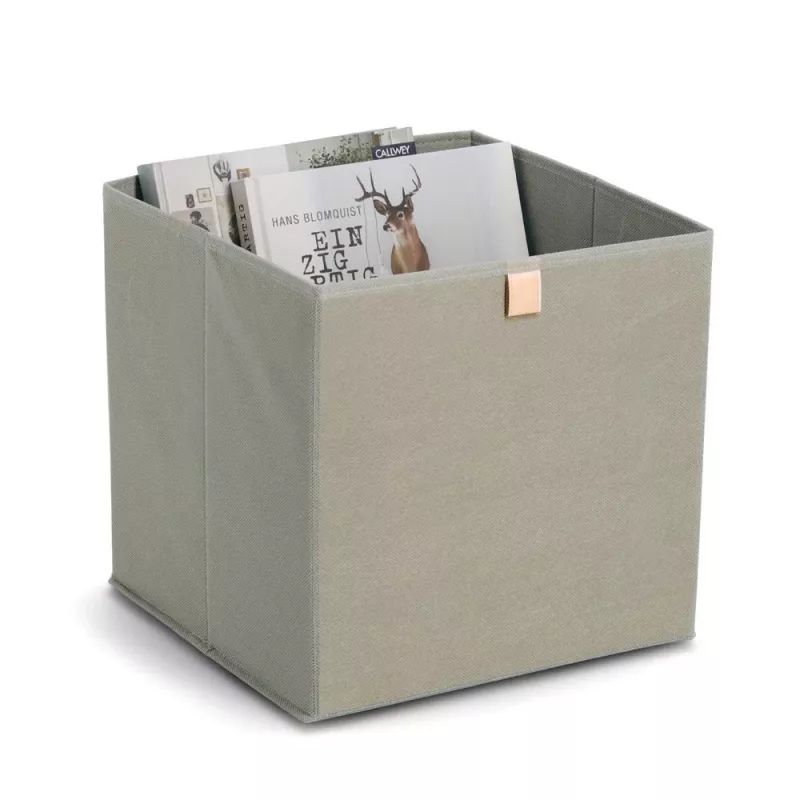 Zeller scatola contenitore in tessuto khaki 32x32x32 cm cubo organizer pieghevole 14540