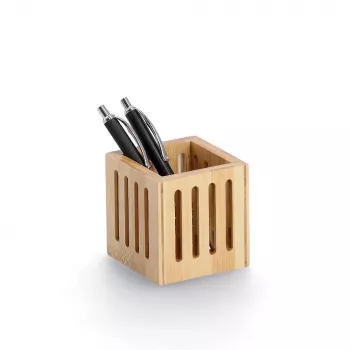 Zeller portapenne in bambù marrone 8x8x8 cm 15201