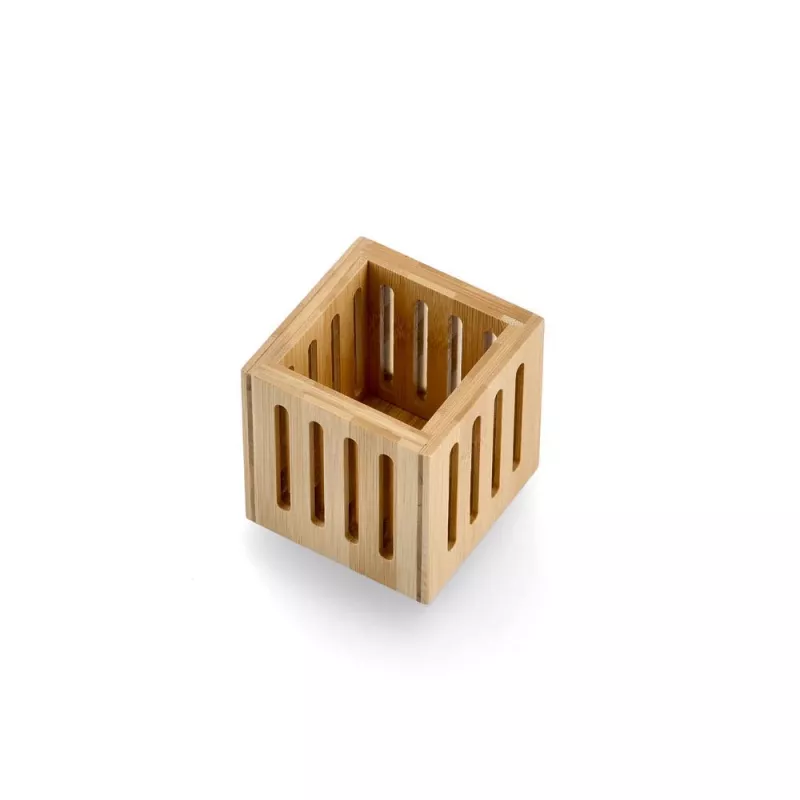 Zeller portapenne in bambù marrone 8x8x8 cm 15201