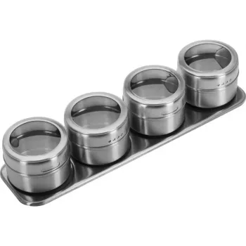 WESTMARK set tagliere per spezie, 5 pezzi, tagliere in bambù con 4 barattoli in vetro, 90 ml ciascuno 65152260