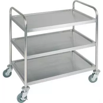 APS 11979 carrello da servizio in acciaio inox con 3 piani, 91x59 cm, portata 120 kg, ruote piroettanti con freni