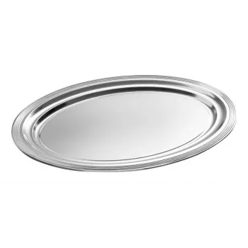 APS CLASSIC Piatto da portata rettangolare 460x340mm argento nichelato e cromato metallo con linee
