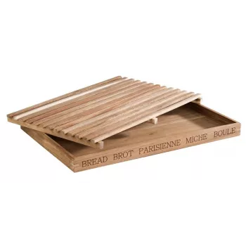 APS LETTER Tagliere per pane 480x340x30 mm in legno di acacia con cassetto raccoglibriciole estraibile
