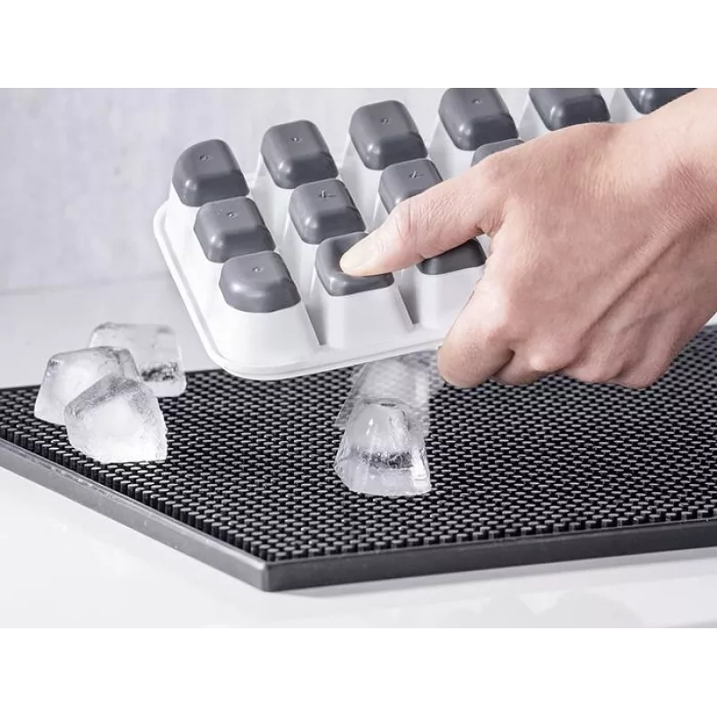 APS Vaschetta per cubetti di ghiaccio con coperchio, trasparente/grigio, set da 2, polipropilene, lavabile in lavastoviglie 36103