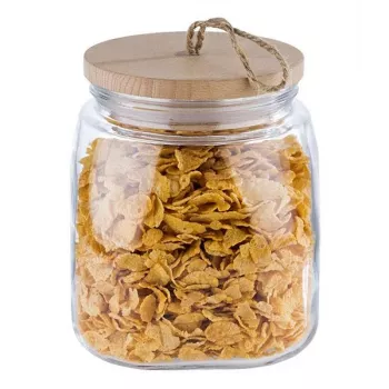 APS Woody barattolo in vetro per conserve 2L con coperchio in legno di acacia 82256