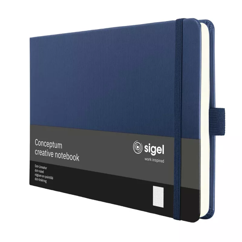 SIGEL Conceptum quaderno A5 orizzontale a punti blu scuro copertina rigida 132 pagine CO207