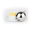 APS burriera, scodella in porcellana con coperchio in acciaio inox 18/8, 180 x 130 x 70 mm, bianco/argento, 1 pezzo 15921