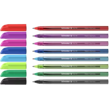 Schneider Vizz M set di penne a sfera con 8 colori diversi, medio 0,5 mm, impugnatura gommata, tecnologia Viscoglide 102298