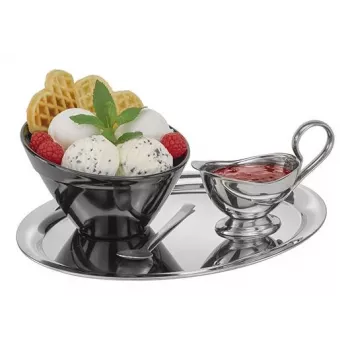 APS vassoio da portata KAFFEEHAUS, ovale, acciaio inox, lucidato a specchio, bordo ripiegato, 1 pz. (30117)