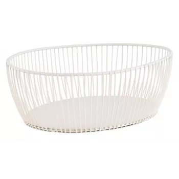 APS SVART Cestino ovale per pane e frutta, bianco, 240 x 190 x 80 mm, metallo, non lavabile in lavastoviglie 30428