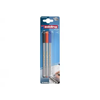 Edding 4-89-3-1999 Set di penne fineliner, 0,3 mm, nero, rosso, blu (3 penne)