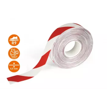 DURABLE DURALINE 50/05 nastro adesivo per segnaletica da pavimento, rosso/bianco, 50 mm x 5 m 1021132