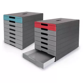 DURABLE IDEALBOX PLUS cassettiera, 7 cassetti, DIN A4, grigio/blu, polistirene 776306