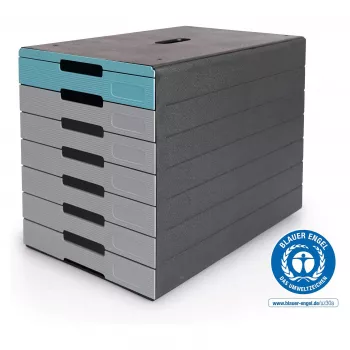 DURABLE IDEALBOX PLUS cassettiera, 7 cassetti, DIN A4, grigio/blu, polistirene 776306