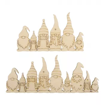 Rayher articolo decorativo listello in legno naturale famiglia di folletti, 2 pz. (46805505)