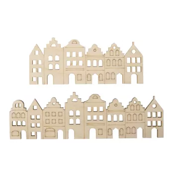Rayher listello decorativo in legno case nordiche, naturale, 2 pz. (46811505)