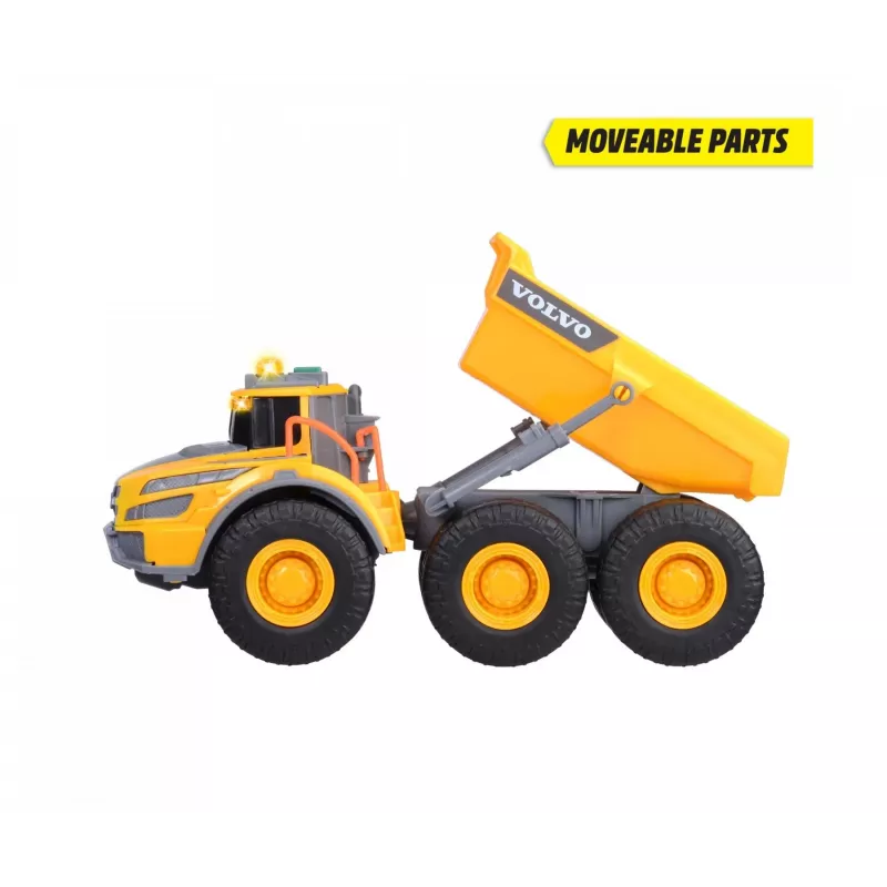 Dickie Toys Volvo A60H dumper articolato 1:24 scala veicolo da cantiere con luce e suono 203723007