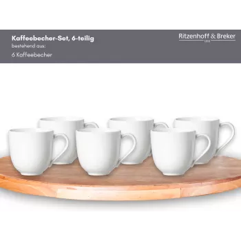 Ritzenhoff & Breker Skagen tazze da caffè in porcellana bianca 440 ml set da 6 317329