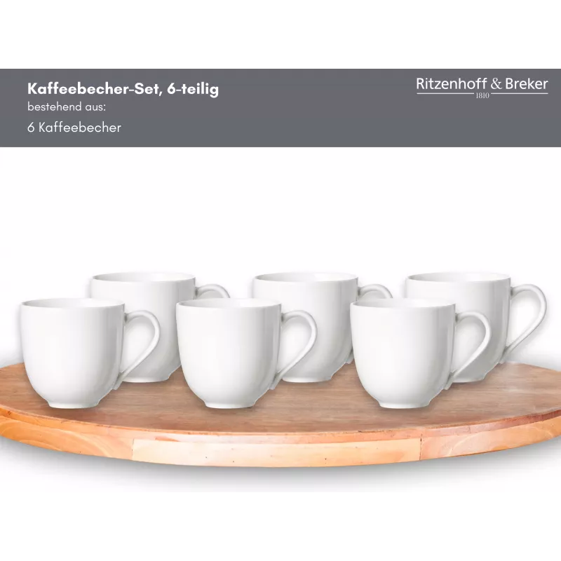 Ritzenhoff & Breker Skagen tazze da caffè in porcellana bianca 440 ml set da 6 317329