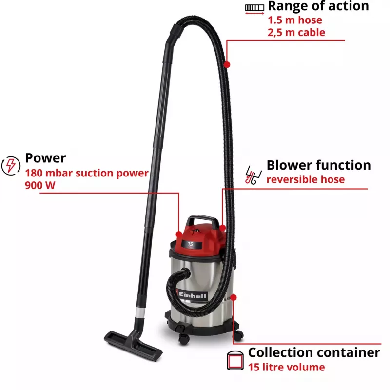 Einhell TC-VC 1540 S aspiraliquidi e solidi 15 L 1500 W 2347405