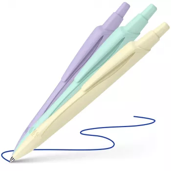 Schneider Reco Pastel penna a sfera, inchiostro blu, confezione da 3, colori pastello assortiti 131893