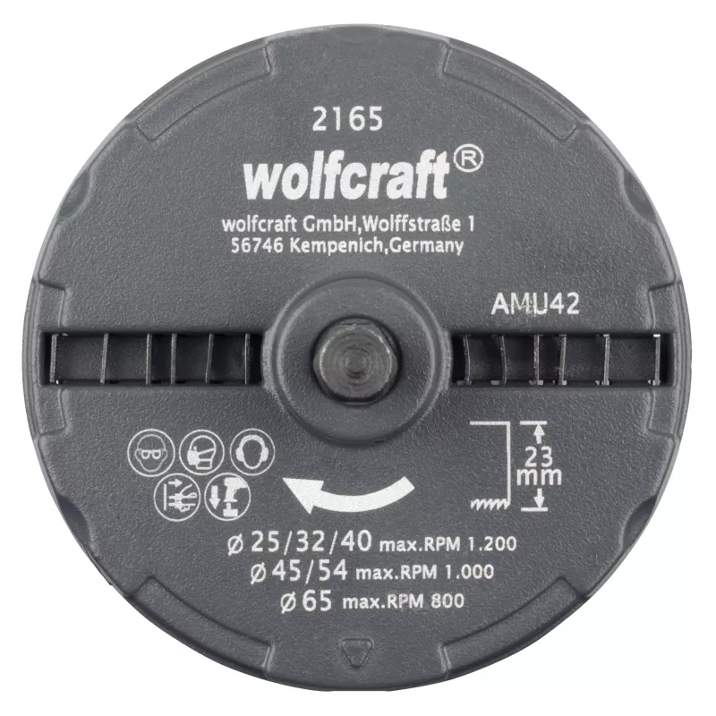 wolfcraft sega a tazza multiuso Ø 25-65 mm, 6 lame, profondità di taglio 23 mm (2165000)