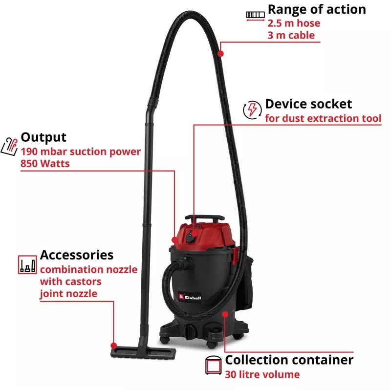 Einhell TC-VC 3055 A aspirazione liquidi e solidi 30 L acciaio inox 1500 W 2347430