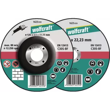 Wolfcraft 1623300 disco da taglio con centro depresso 125 mm x 22,23 mm x 1,2 mm, confezione da 5