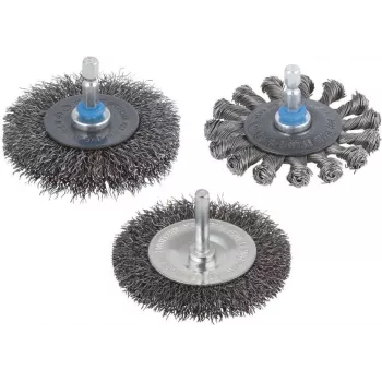 Wolfcraft spazzola circolare in filo d'acciaio annodato da 75 mm con gambo da 6,3 mm 2100000