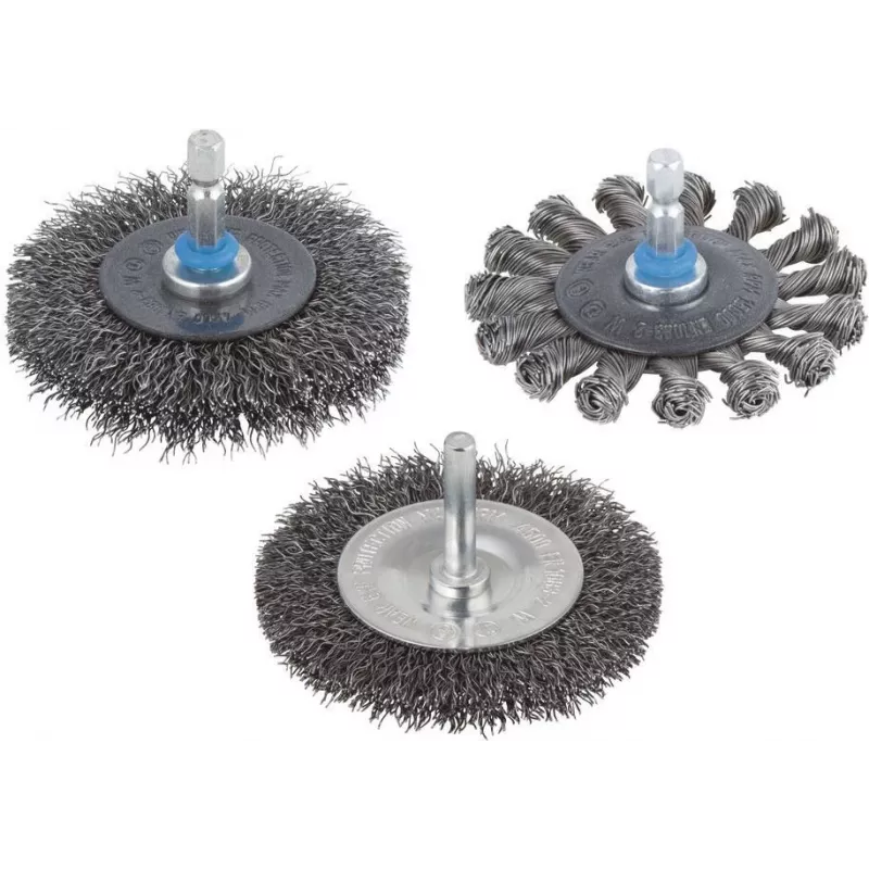 Wolfcraft spazzola circolare in filo d'acciaio annodato da 75 mm con gambo da 6,3 mm 2100000