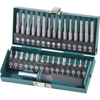 Wolfcraft set di 31 punte di sicurezza con portapunte magnetico a cambio rapido, acciaio S2, gambo esagonale 1/4