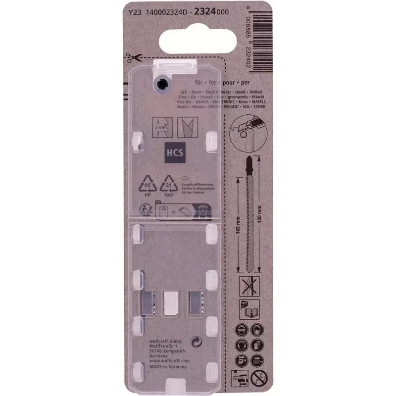 Wolfcraft 2324000 lama per seghetto alternativo HCS 130 mm gambo a T 1 pezzo