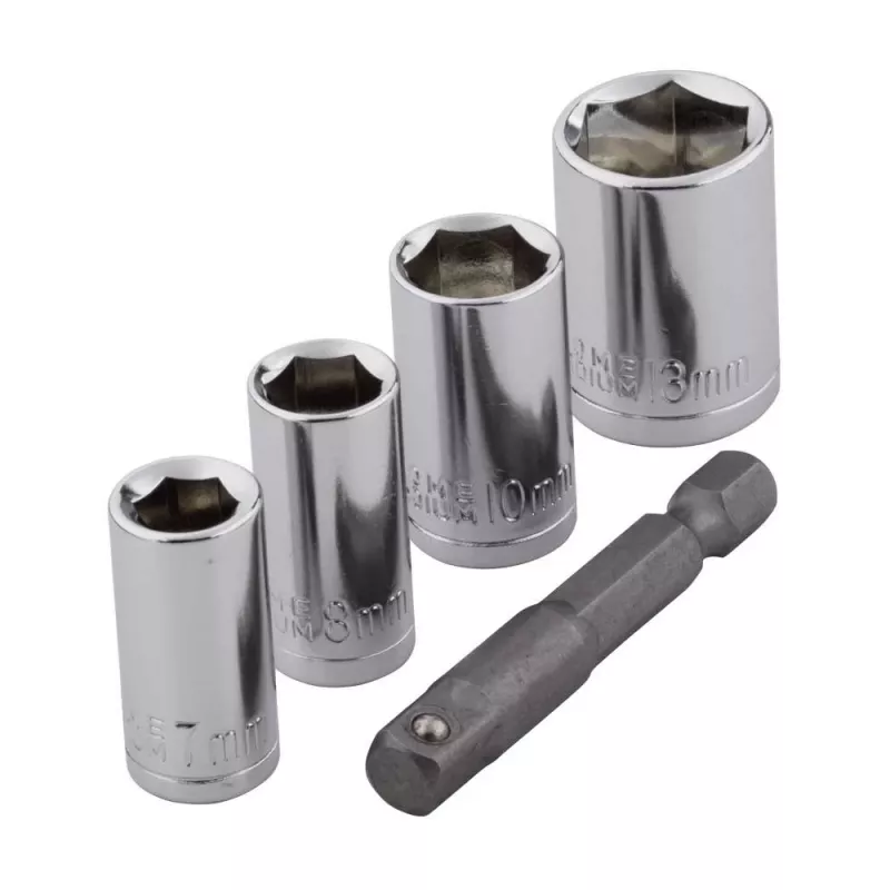 Wolfcraft 2413000 set di 5 chiavi a bussola esagonali, attacco 1/4