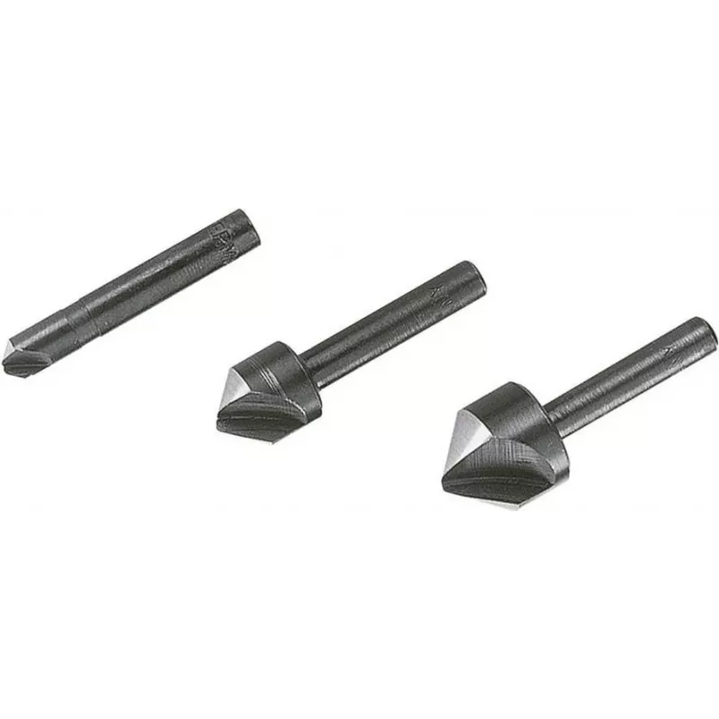 Wolfcraft 2504000 set di svasatori, 3 pezzi, 6/12/16 mm, acciaio per utensili, gambo cilindrico