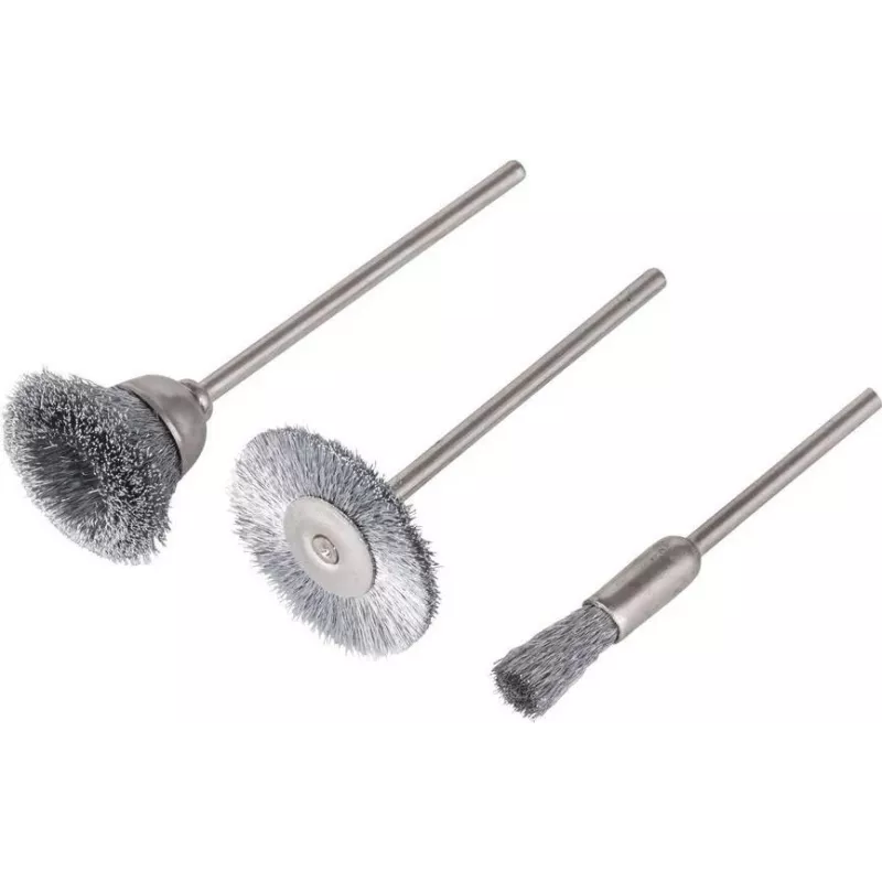 Wolfcraft set di mini spazzole in filo d'acciaio, 3 pezzi, 2114000