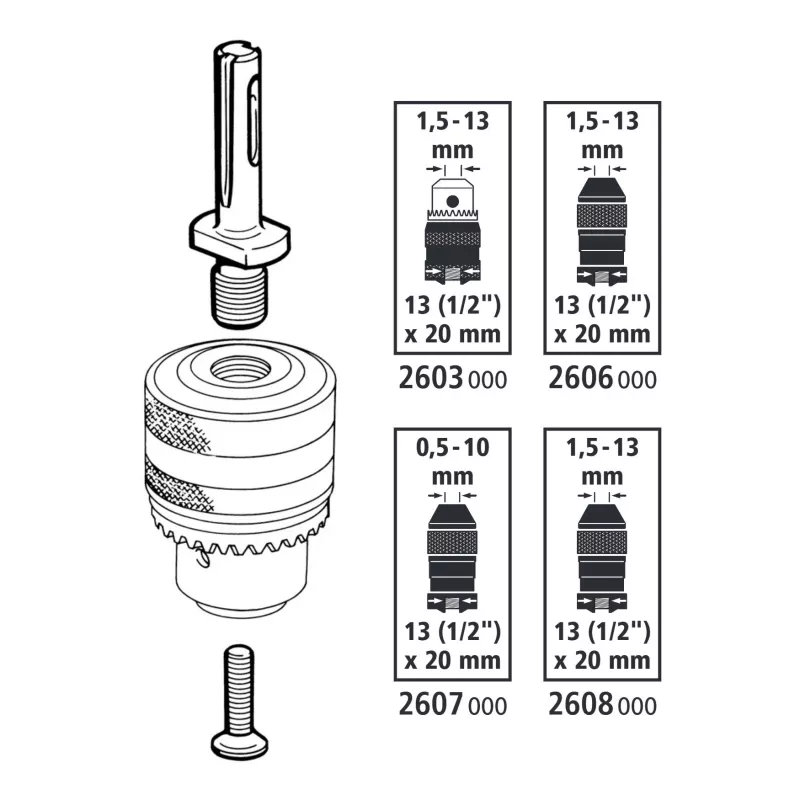 wolfcraft 2640000 Adattatore mandrino SDS-plus 1/2