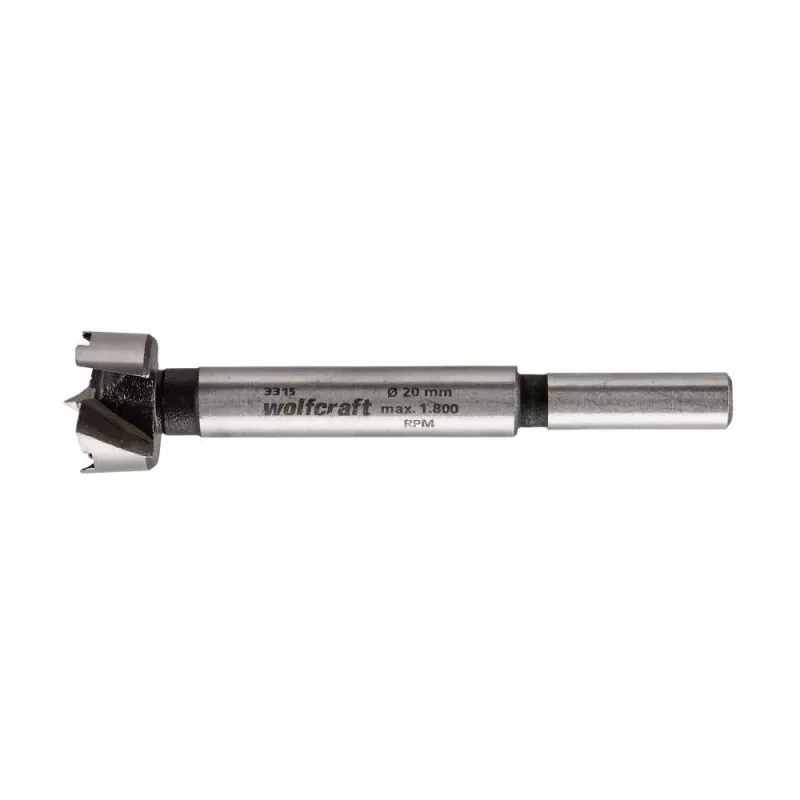 Wolfcraft 3315000 Punta Forstner 20 mm, lunghezza totale 90 mm, gambo cilindrico, 1 pz.