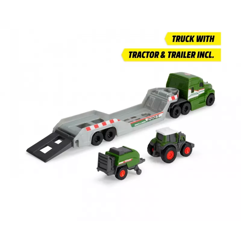 Dickie Toys Fendt Micro Farm Truck modello in scala 1:64 con rimorchio - verde 203735006