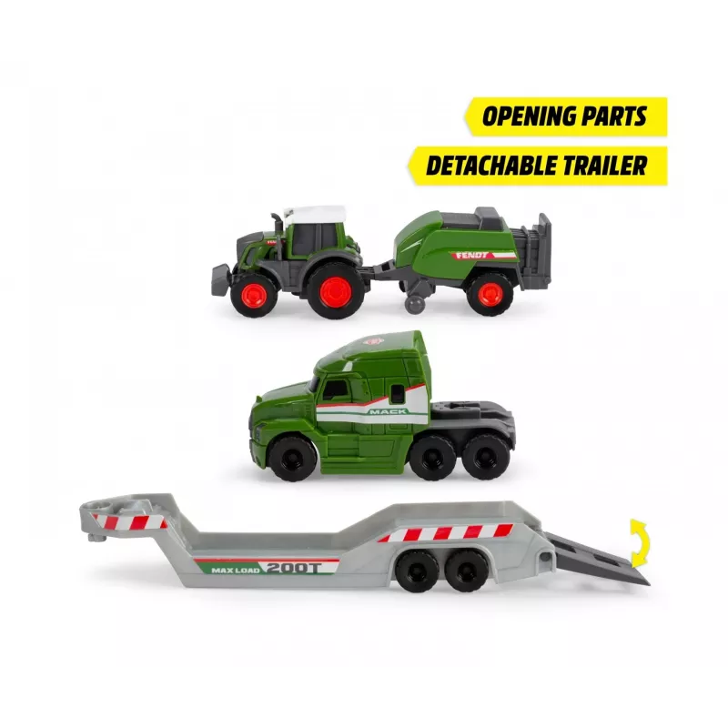 Dickie Toys Fendt Micro Farm Truck modello in scala 1:64 con rimorchio - verde 203735006