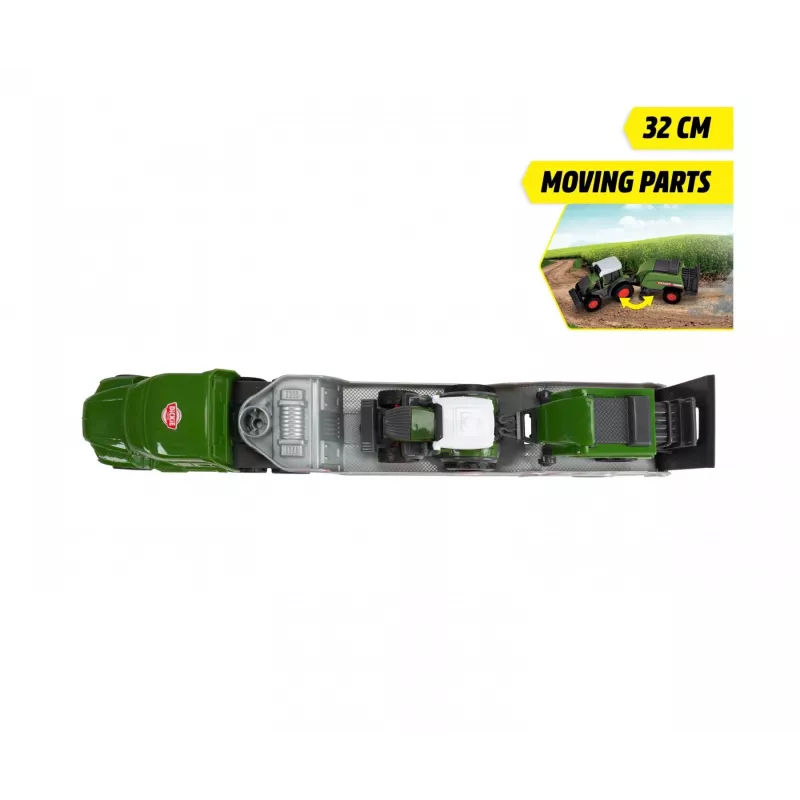 Dickie Toys Fendt Micro Farm Truck modello in scala 1:64 con rimorchio - verde 203735006