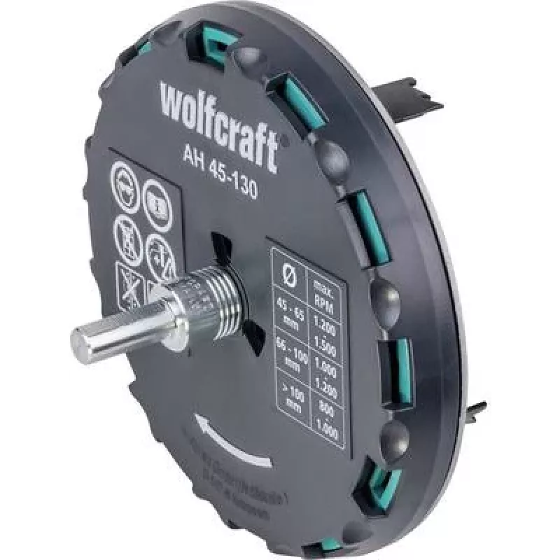 wolfcraft sega a tazza regolabile 45-130 mm con lame HSS e punta di centraggio 5978000
