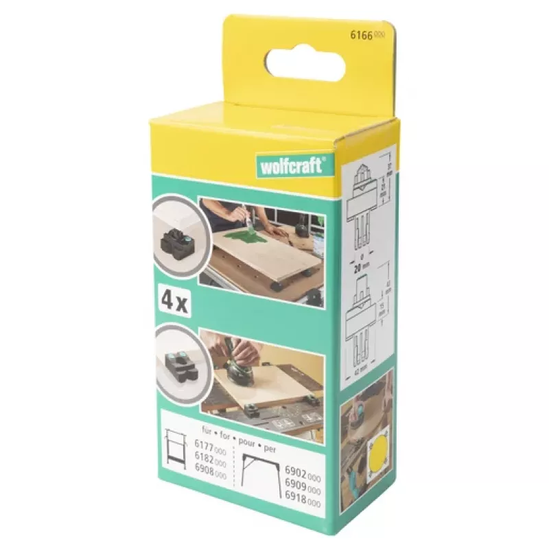 wolfcraft 6166000 Ganasce per banchi da lavoro Master, set da 2, plastica nera